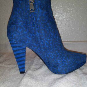 Proenza Schouler Blue & Black 4" Womens Boots, Size 8